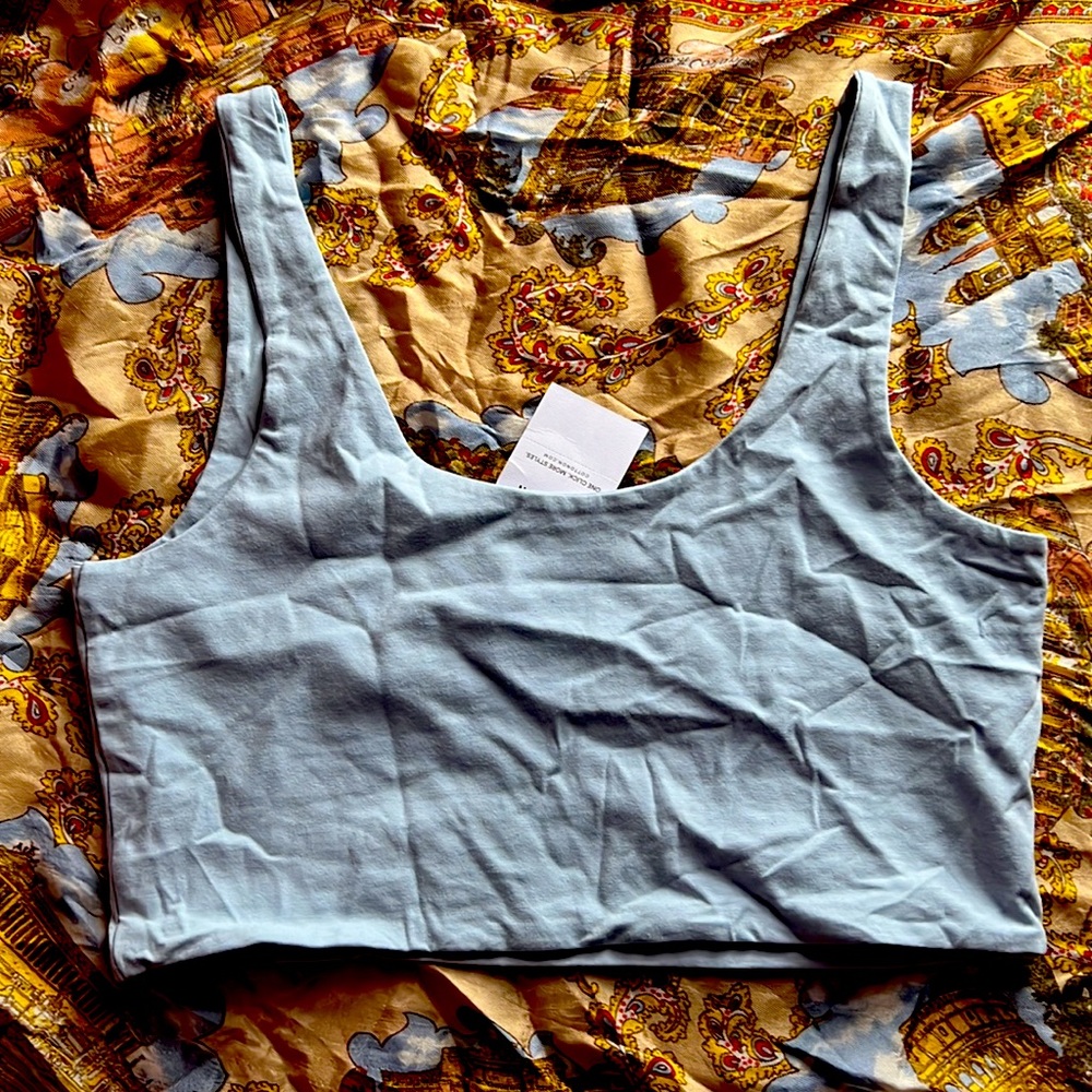 Cotton on women crop tank color chambray blue size s